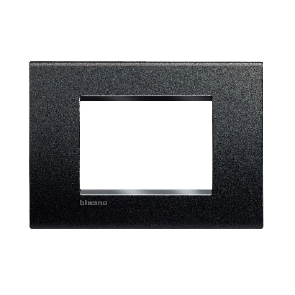Placa de tecnopolímero 3 módulos rectangular negro Living-Light